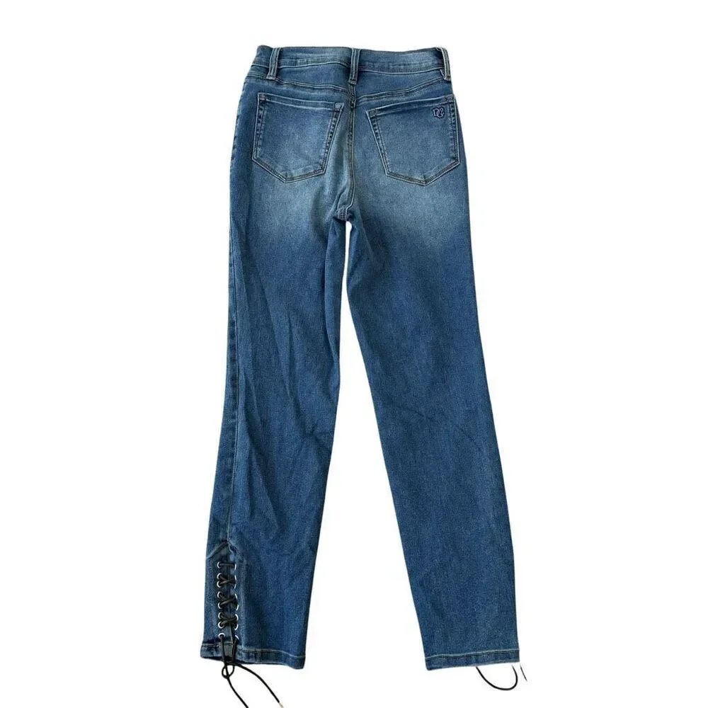 DG2 by Diane Gilman Laced Hem Skinny Jeans size 0 NWT - Picture 4 of 8